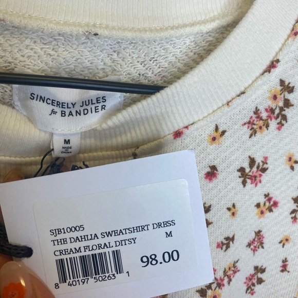 NEW Bandier x Sincerely Jules Dahlia Sweatshirt Dress / Long Sleeve, Floral / M - Picture 8 of 10